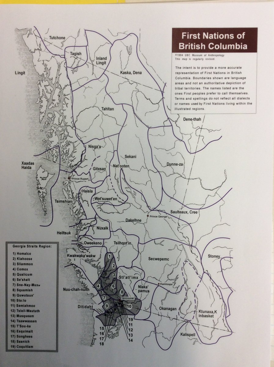 SurreyChristian's tweet image. Map of First Nations in BC #scsStaff ProD this morning #FirstPeoplesPrinciplesofLearning