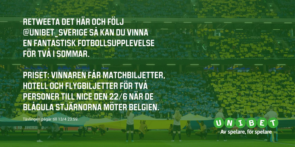 Retweeta det här och följ @unibet_sverige så kan du vinna en fantastisk fotbollsupplevelse i sommar.