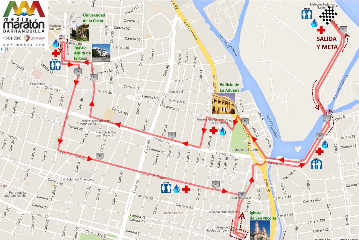 Lachacharaorg's tweet photo. Estos son los recorridos (21K, 10K y 5K) de la Media Maratón Barranquilla a realizarse este domingo desde las 6am. https://t.co/BFLXBY7xGa