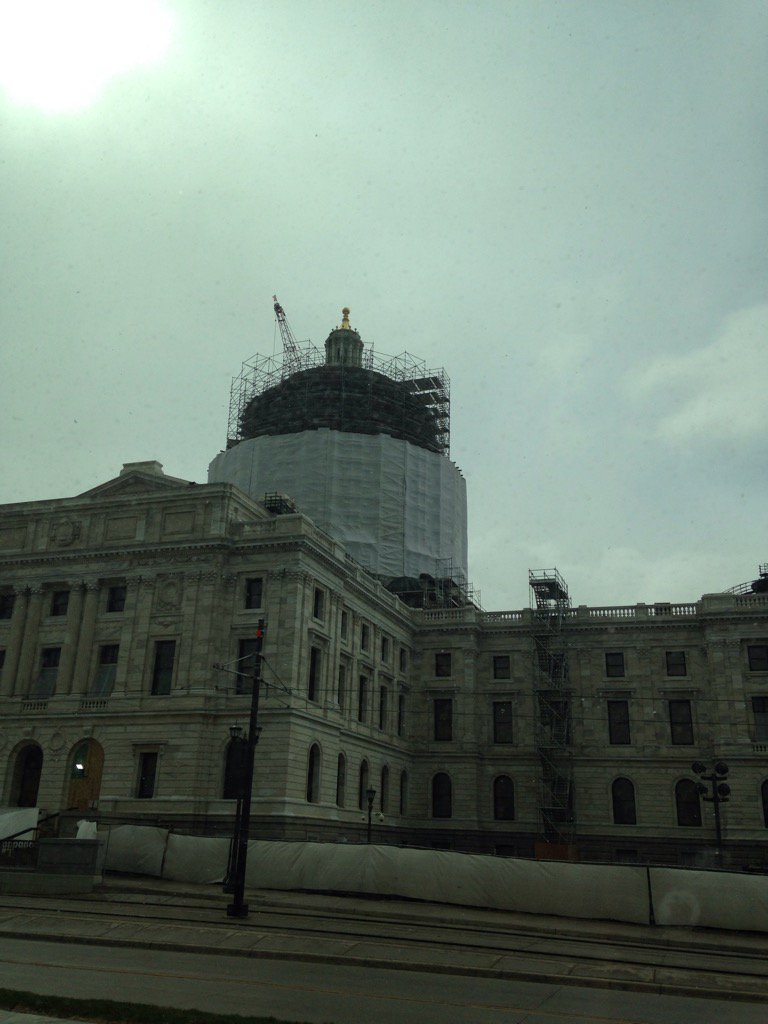 moirabagley's tweet photo. Capitol dome renovation so hot right now. Good morning, St. Paul! I've come to testify for #justicereform ! https://t.co/RhJi15DBzw