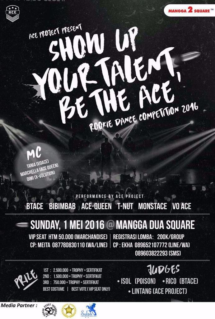 ACE PROJECT 1st year Dance Cover Competition
" SHOW UP YOUR TALENT, BE THE ACE"

More detail 👉 Line@ ID : aceproject