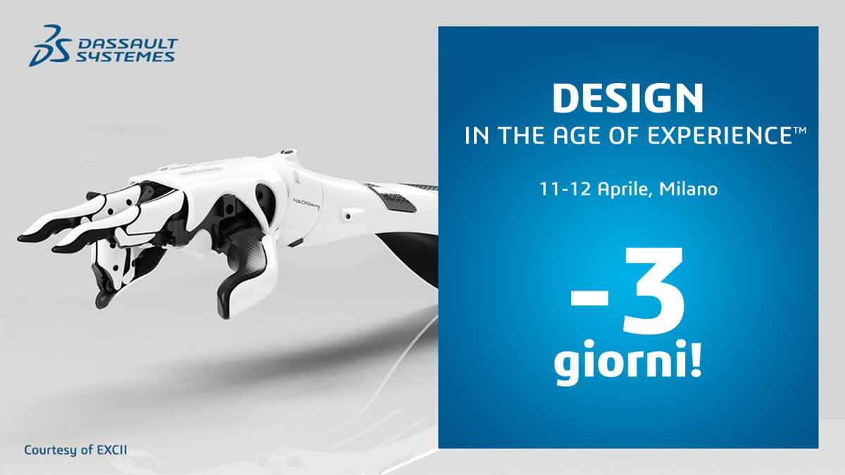 3DSItaly's tweet photo. -3 giorni a Design in the Age of Experience! Registrati: https://t.co/sEEn39WCIn      
Milano | MiCo #3DEXPERIENCE https://t.co/R0epcN1bzF