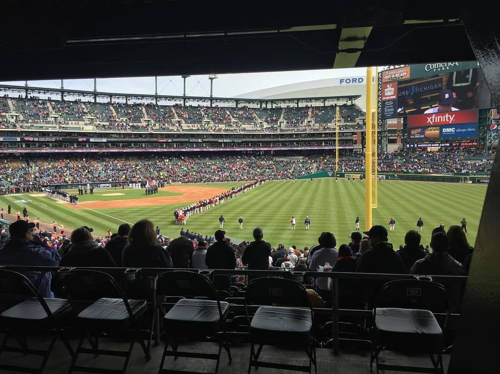 rumblestrip's tweet photo. Opening Ceremonies #openingday #openingdayinthed #comericapark #openingday https://t.co/BZOInuVQAq https://t.co/ZDEhPrTeIy