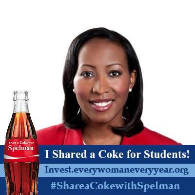 spelmanlane's tweet photo. Detria Russell C’ 95 accepted the Founders Day Challenge! Have you? #ShareaCokewithSpelman:https://t.co/rsyjAs5rax https://t.co/TKoy1a247g