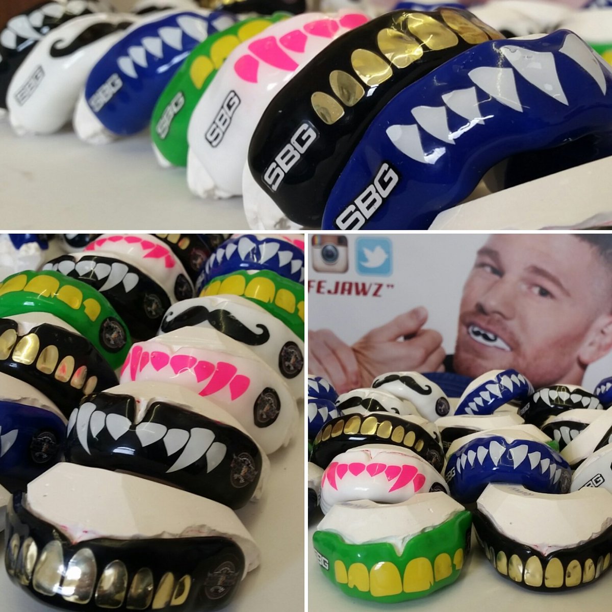 SAFEJAWZ's tweet photo. Batch of #customseries guards on their way to the @Wimp2Warrior contestants of @SBG_Ireland @John_Kavanagh ✌ https://t.co/KTIHdoOOUW