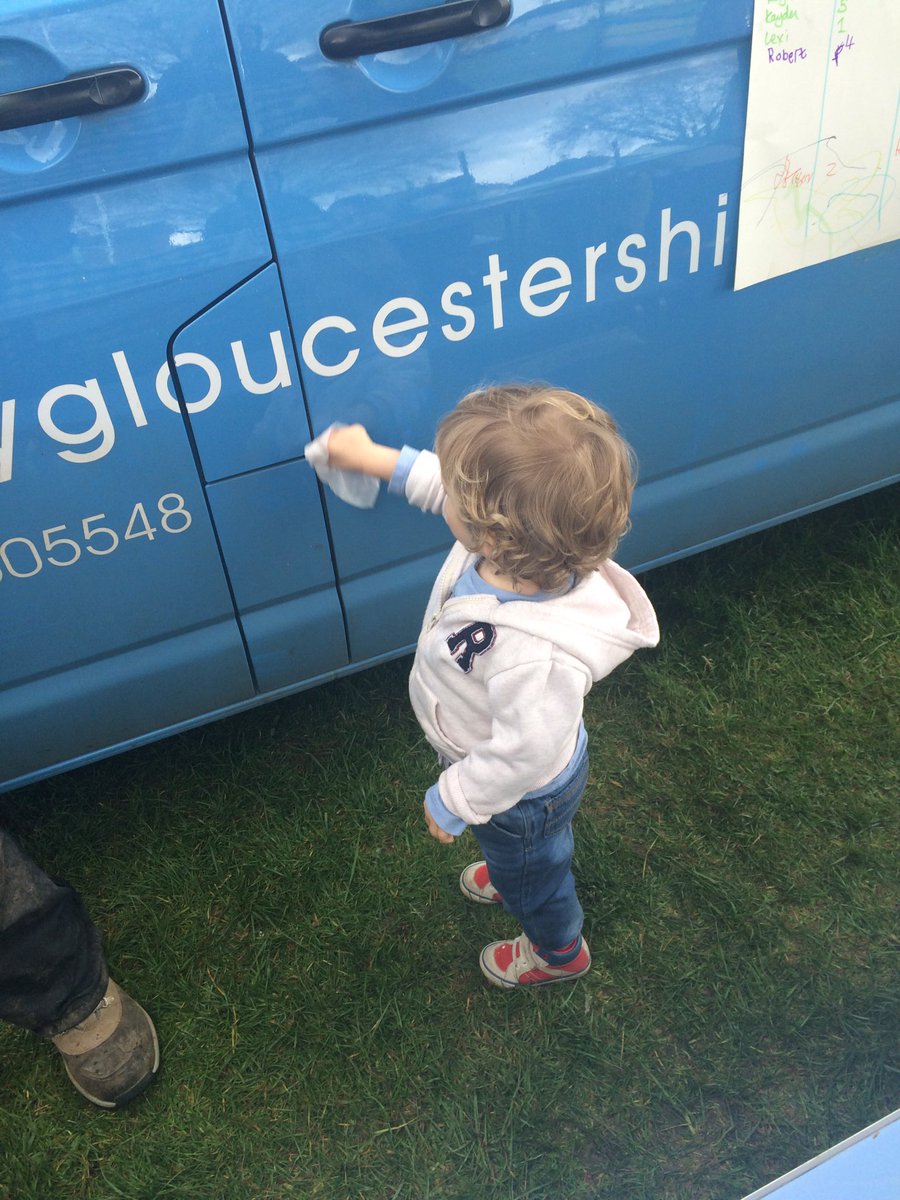 Play_Glos's tweet photo. We even got the van cleaned by Ranger Simon's nearly two year old nephew Ethan. THANKS ETHAN! https://t.co/uMM4T5Kajo