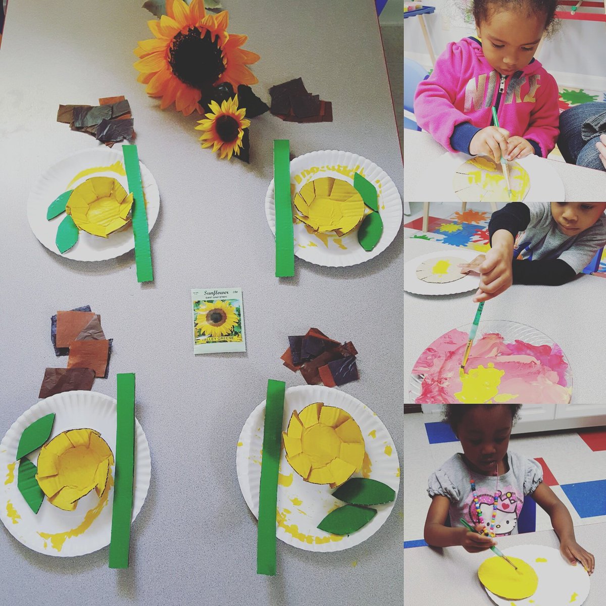 tweet_CKC's tweet photo. Sunflowers art in action!
#sunflowerart #preschoolcrafts #ckclilartist #ckckids #gastoniachildcarecenter #gastonia https://t.co/xdaChvATrA