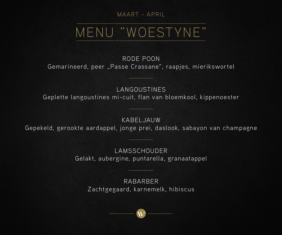 Resto_Woestyne's tweet photo. In onze menu werken we met rode poon, langoustine, kabeljauw, lamsschouder en rabarber. https://t.co/3XKO0VKeYb