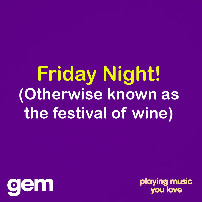 Let the festivities begin! 🍷😘 x   The Gem Weekend Anthems are on: gem106.co/1isten
