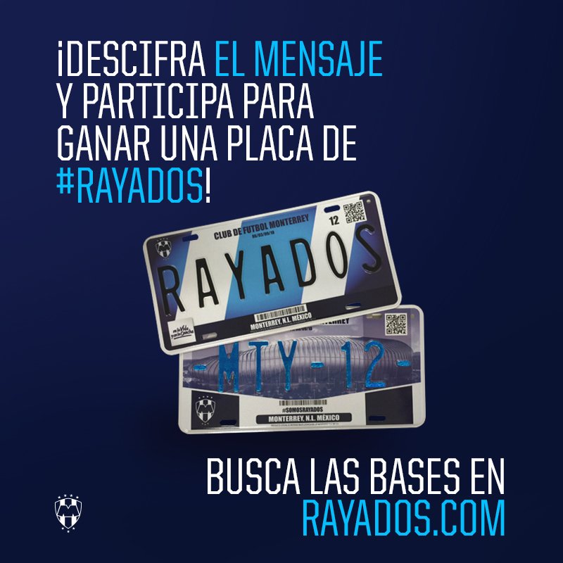 Rayados's tweet photo. ⚽️¡Gana con la #DinámicaRayada de esta semana! Descifra el mensaje oculto, #Rayados BASES: https://t.co/3UgptlU57l https://t.co/q5jY1PVKHQ