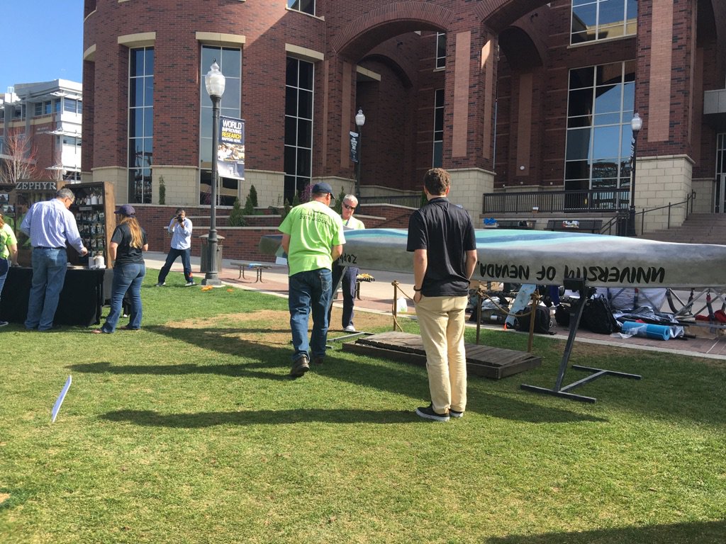 NevadaCanoe's tweet photo. The judges looking at our display and canoe for final product. #midpac2016 #packpride @unevadareno https://t.co/z2ajbxiMOl