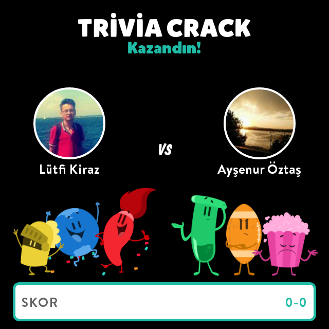 Ayşenur Öztaş'e karşı oyunu Trivia Crack'de kazandım! - triviacrack.com/tr/landing