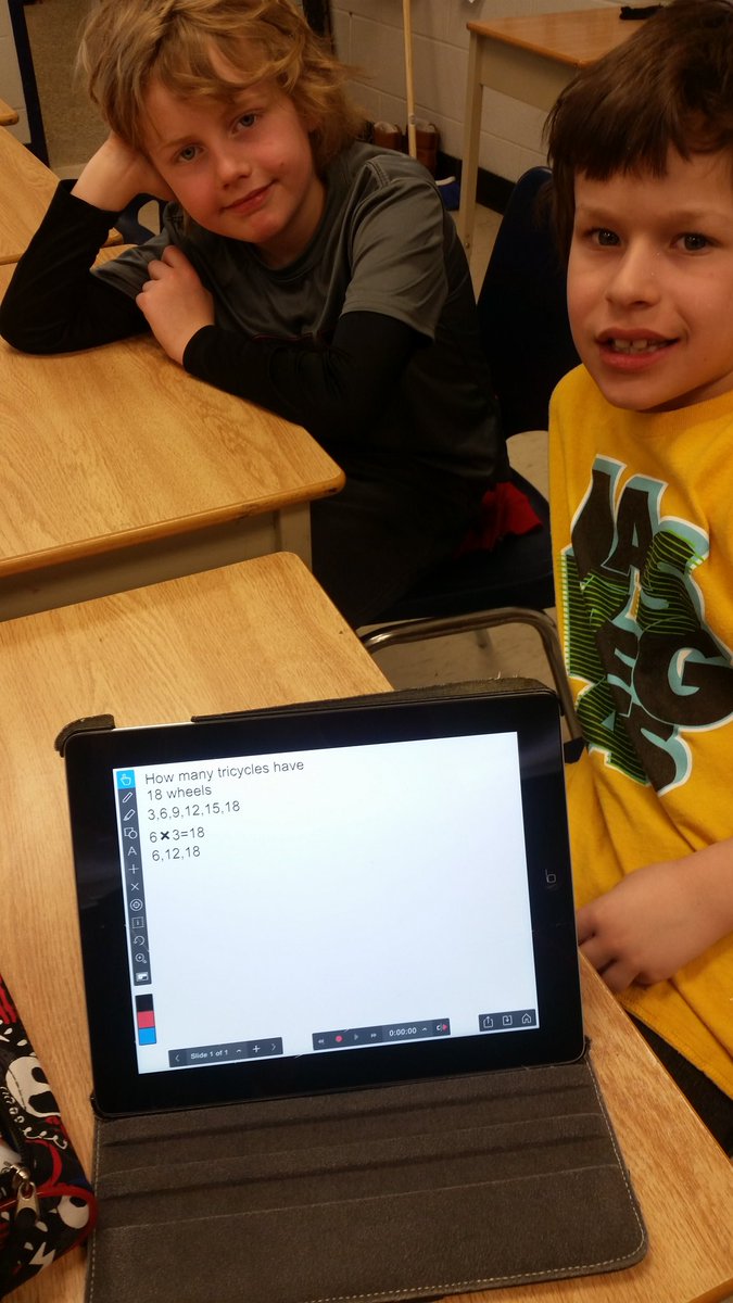mschislett's tweet photo. Exit card-How many tricycles make up 18 wheels?The challenge was 27 wheels & 54 wheels?#jctldsb #paperlessmath https://t.co/Yq5zObjxaE