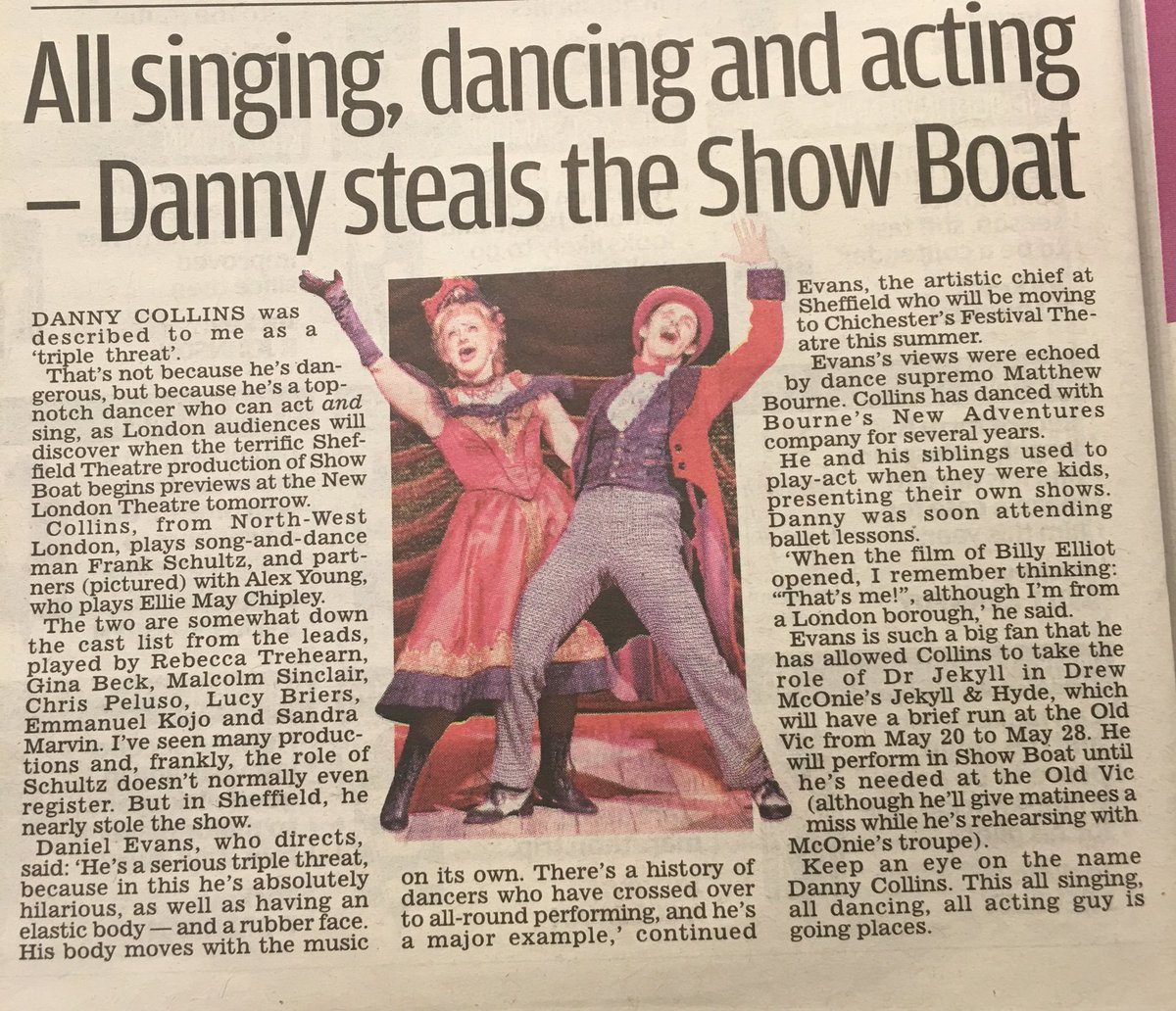maskell_adam's tweet photo. The amazing @DCollinsWright profiled by the wonderful @BazBam in @DailyMailUK today @ShowBoatMusical @oldvictheatre https://t.co/WMNPLpmGr9