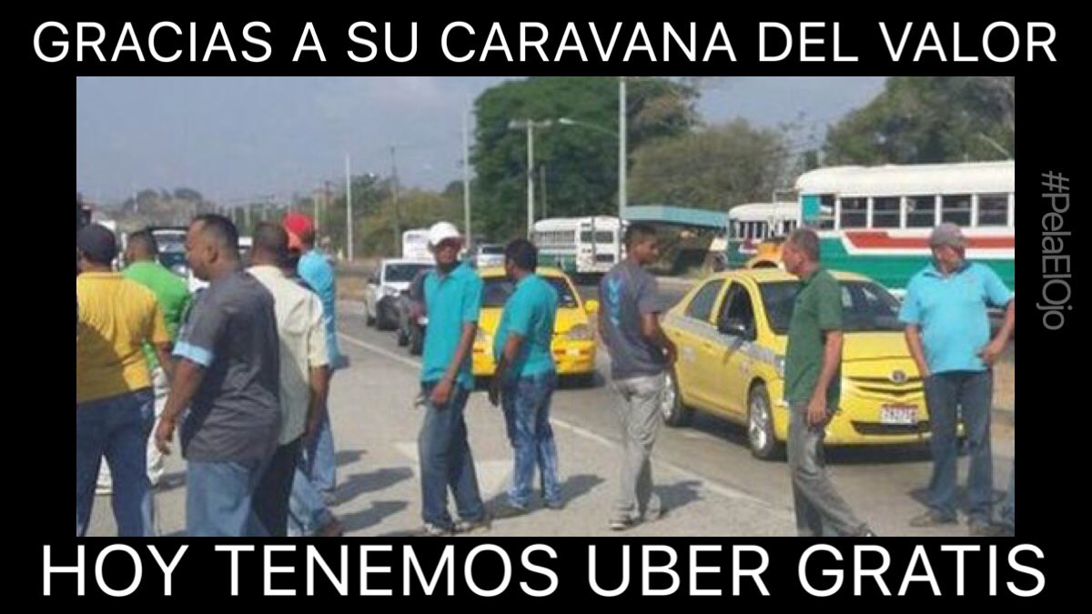 Zito_Bares's tweet photo. Gracias a su "Caravana del Valor" hoy tenemos @Uber_Panama GRATIS #PelaElOjo https://t.co/JrD3n0eops