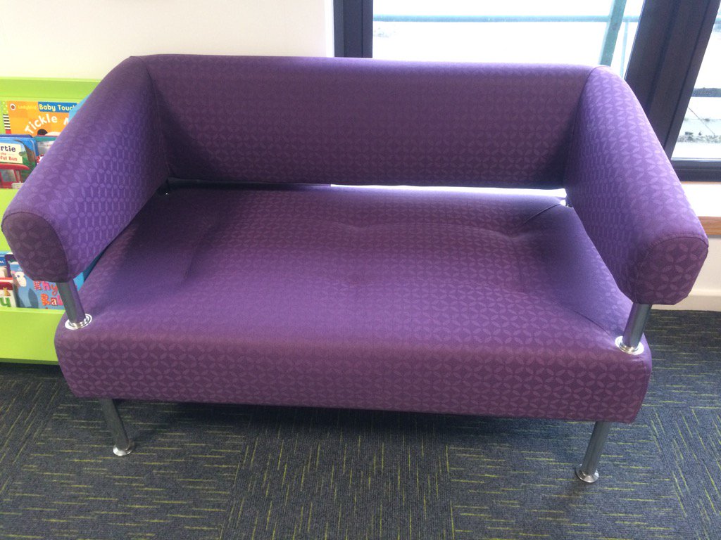 Scoobyx3's tweet photo. @TaraR771 aka #purplequeen look at this chair of purple lusciousness and weep #purpleenvy #ChopwellLibrary https://t.co/OJJQ0uUnSk
