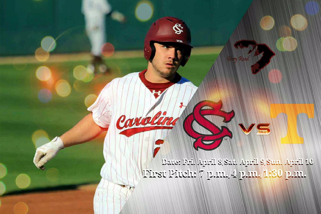 dbo_sc's tweet photo. It's GAMEDAY! @GamecockBasebll 
#FanUpCheerOn #BeatTenn 🐔⚾️🐔
@USC_gloryroad 
Graphic props @Merrick_Harding https://t.co/DAdQgLAnUz