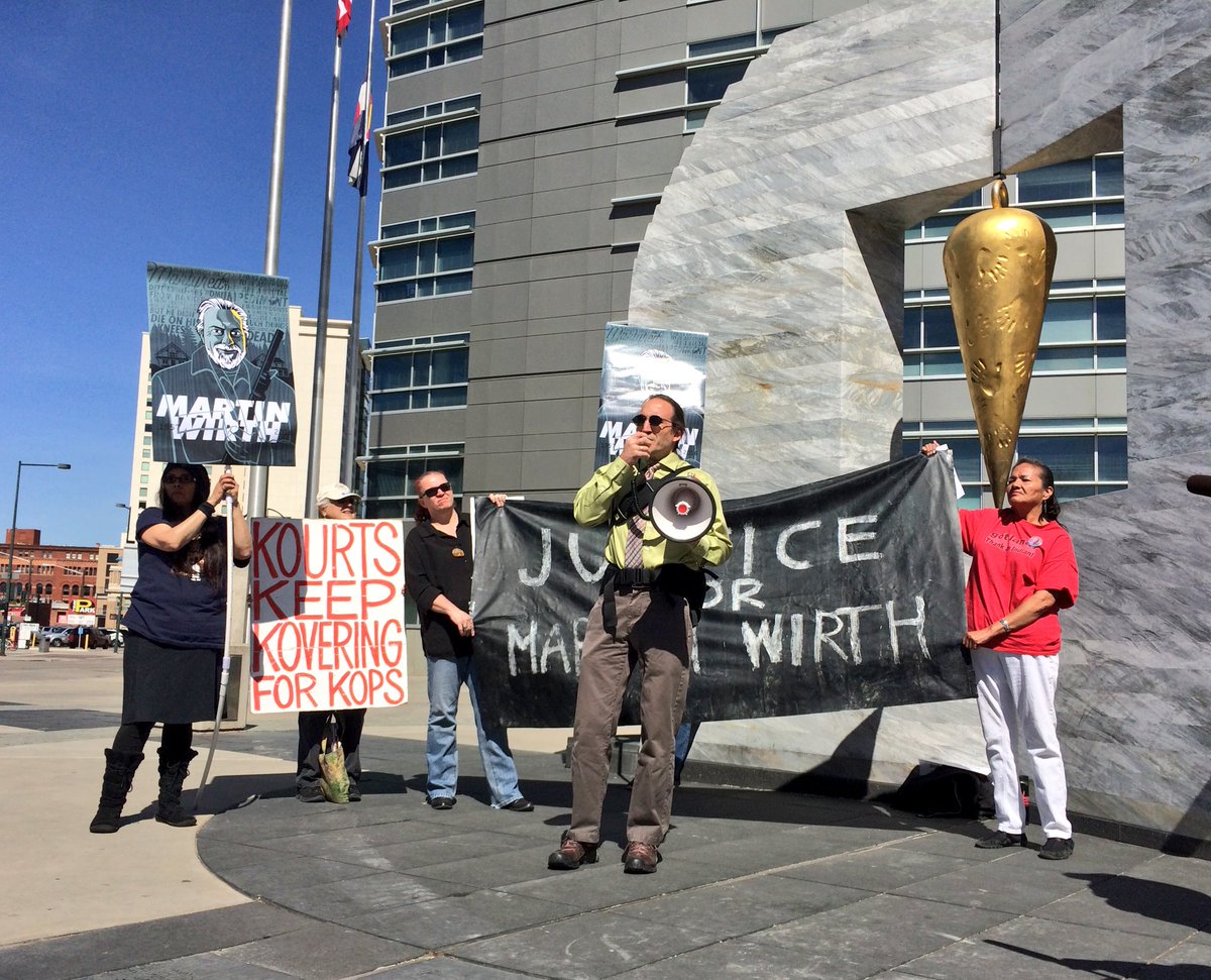 ReclaimDenver's tweet photo. Activists disrupt foreclosure auction, rally for slain Martin Wirth. Direct action. #Resistance. #Solidarity https://t.co/L4TBi80Du2