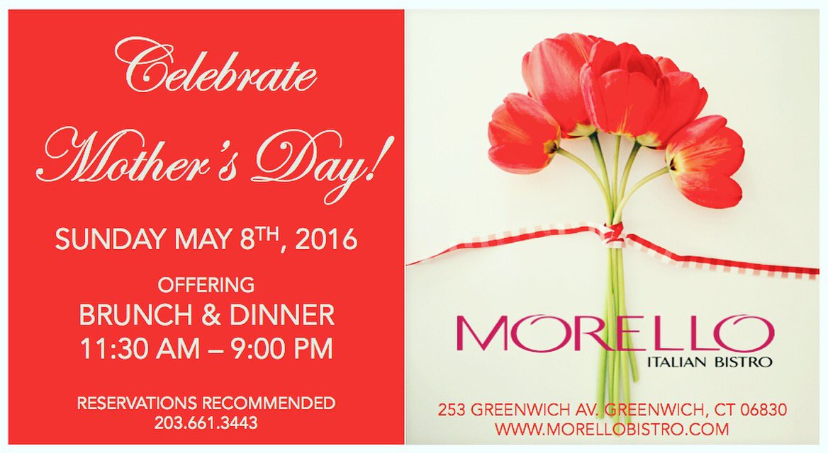 🌷Don't forget to make your reservations to celebrate Mother's Day with us! Book your table now at 203.661.3443 🌷