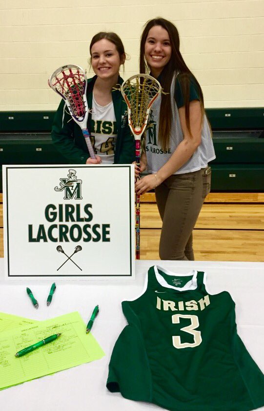 STVMGirlsLAX's tweet photo. Cassie and Rhiannon working the @STVMGirlsLAX booth at 7th grade visitation today. ☘💛 https://t.co/mBmSq6Rbku