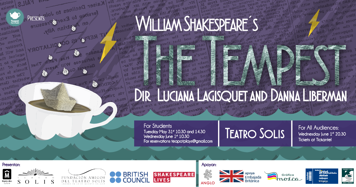 TeatroSolis's tweet photo. Compañía uruguaya de teatro en inglés con fines educativos Teapot Plays in English vuelve con estreno de The Tempest https://t.co/dQtpARMKQE