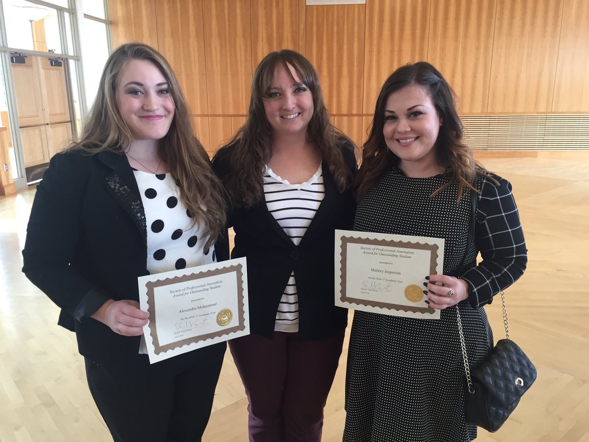 UtahSPJ's tweet photo. Congrats to BYU's Alexandra Mohammad & Mallory Jesperson, awarded the 2016 Utah SPJ scholarships #supportjournalism https://t.co/7X5tFCV39v