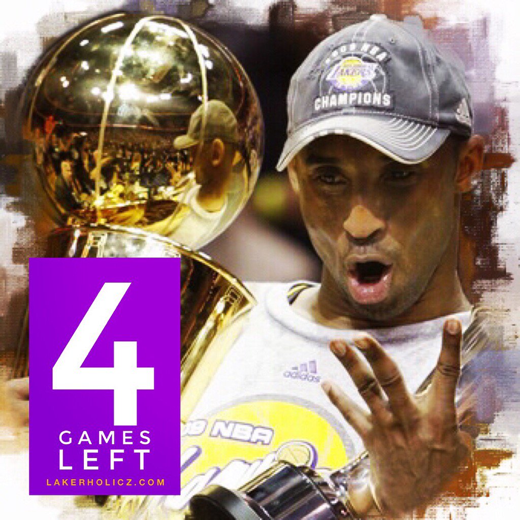 Lakerholicz's tweet photo. 4 games left, Bean... 💜💛 https://t.co/3SJ2ULhfTh
