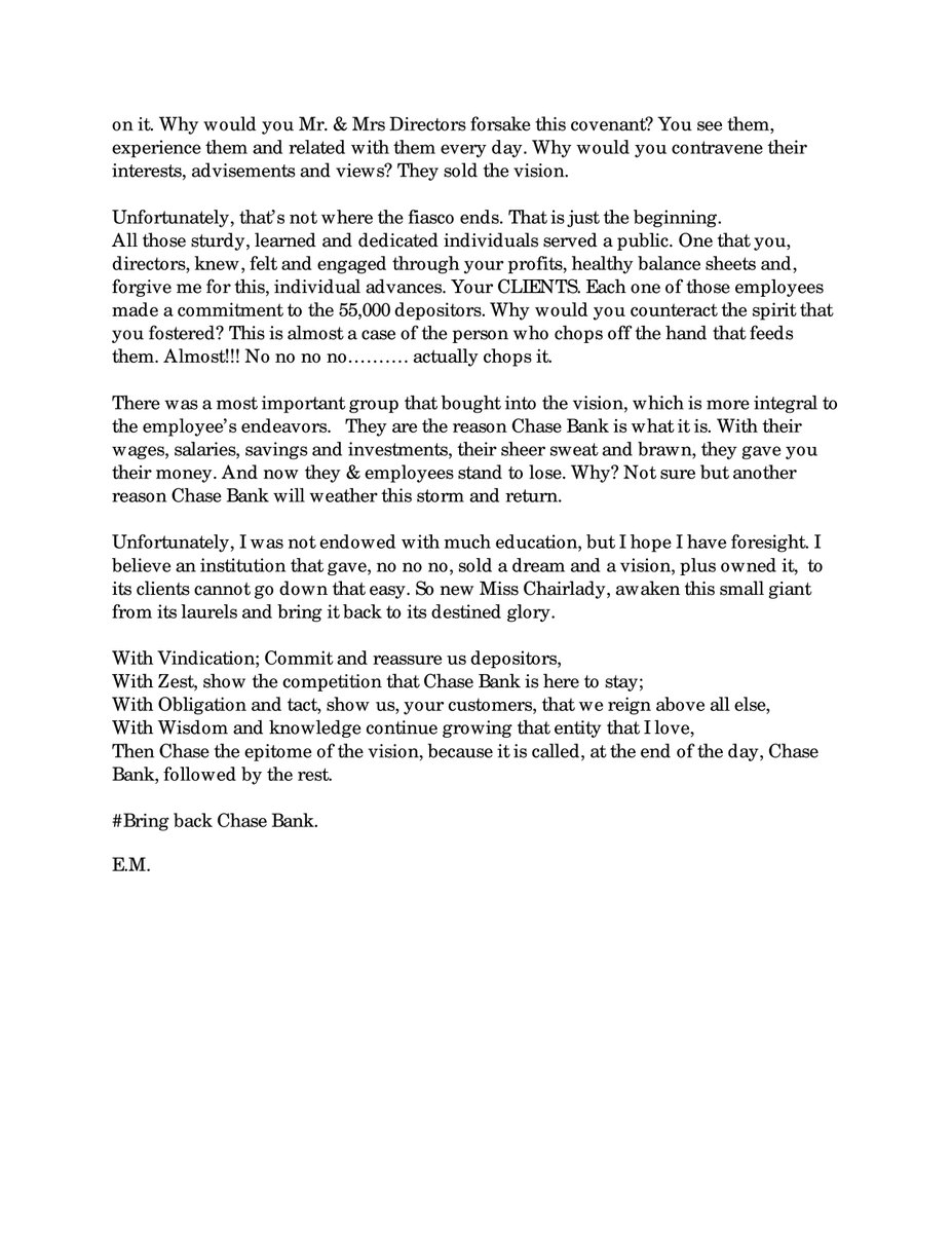PemsMwige's tweet photo. Loved this 2 page letter #bring back Chase bank https://t.co/QNVbWAIWEe