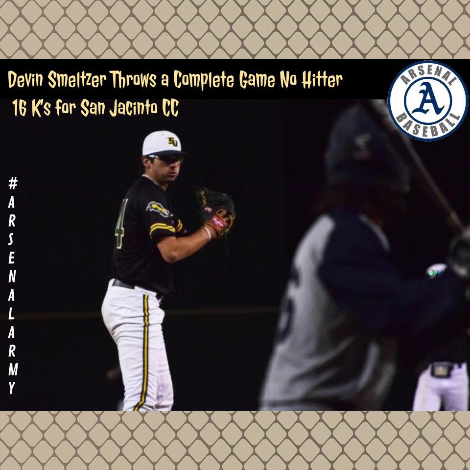 arsenalbaseball's tweet photo. @alka_SMELTZer #ArsenalAlumni @PerfectGameUSA throws a complete game #Nono with 16 #punchies #0hits ๐๐ฝ๐ค๐ฝ๐ค https://t.co/CVxbTRi84D