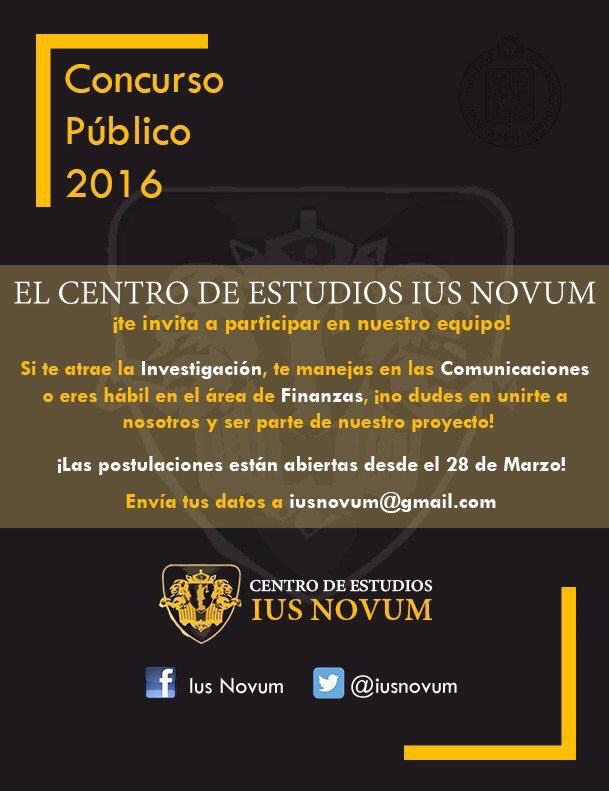 IusNovum's tweet photo. Mañana termina el plazo para postular del Concurso Público 2016 ¡ motívate y escríbenos ! https://t.co/wC5xVDbcUG