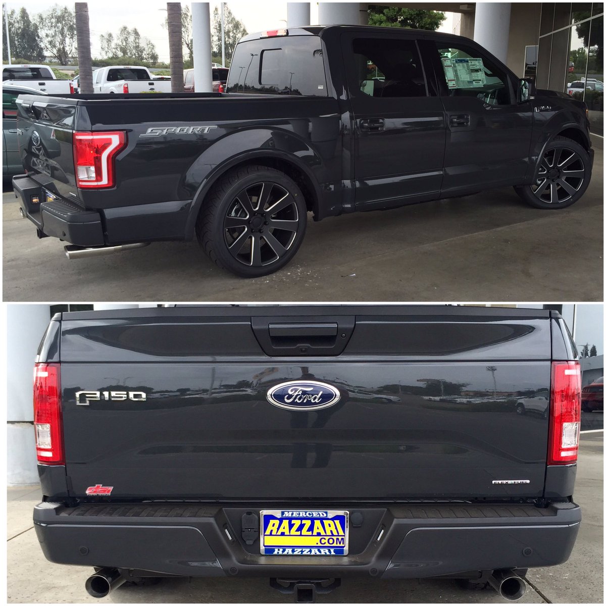 RazzEliteDesign's tweet photo. Just arrived @ Razzari Auto Centers! 2016 F-150 Crew Lithium Gray, lowered 3fr/5rr, 22"Dubs &amp; Flowmaster Exhaust! https://t.co/gHIDpvFIDC