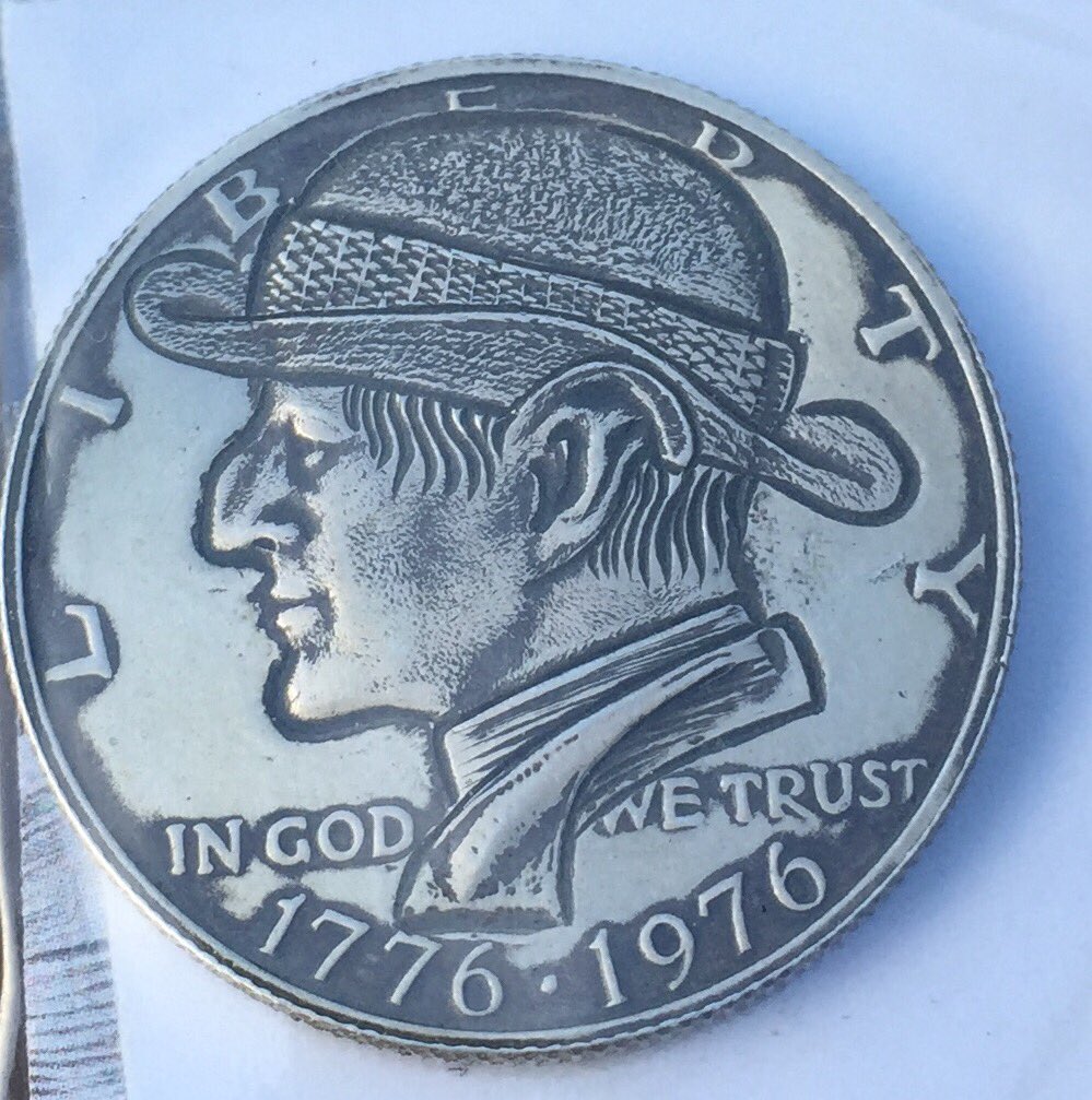 HarryCaldwellIV's tweet photo. On I-5 northbound just past exit 723 at the Mt. Shasta viewpoint. Look under the left most info sign #coinart https://t.co/8PmEU06mhR