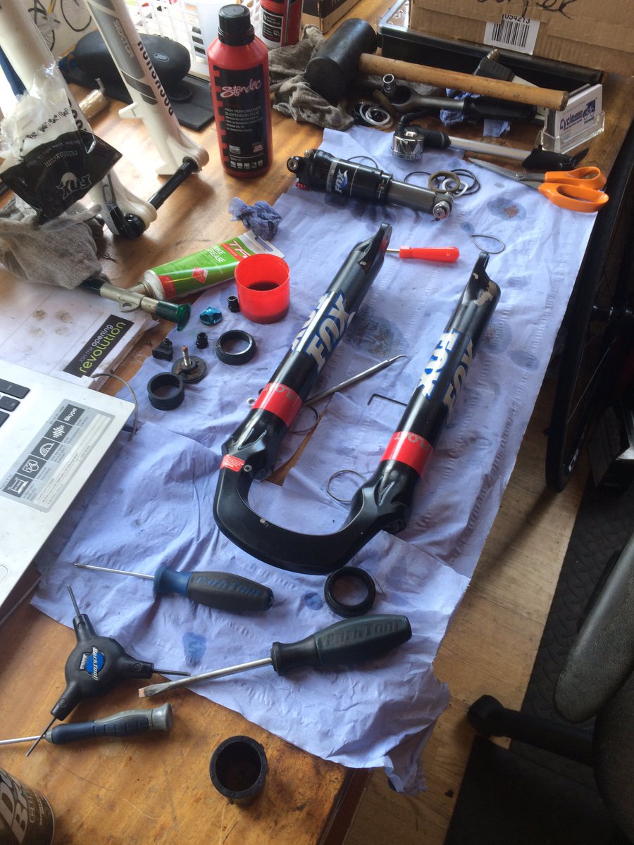 CycletechBmouth's tweet photo. All I have to say is Suspension..today's tasks! #cycling #cycletechuk https://t.co/fQxE7v6be0