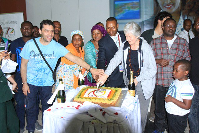 flyethiopian's tweet photo. Actual celebration of Ethiopian 70 years anniversary at Bole International Airport. #70yearsofjourney https://t.co/pmP6q560OT