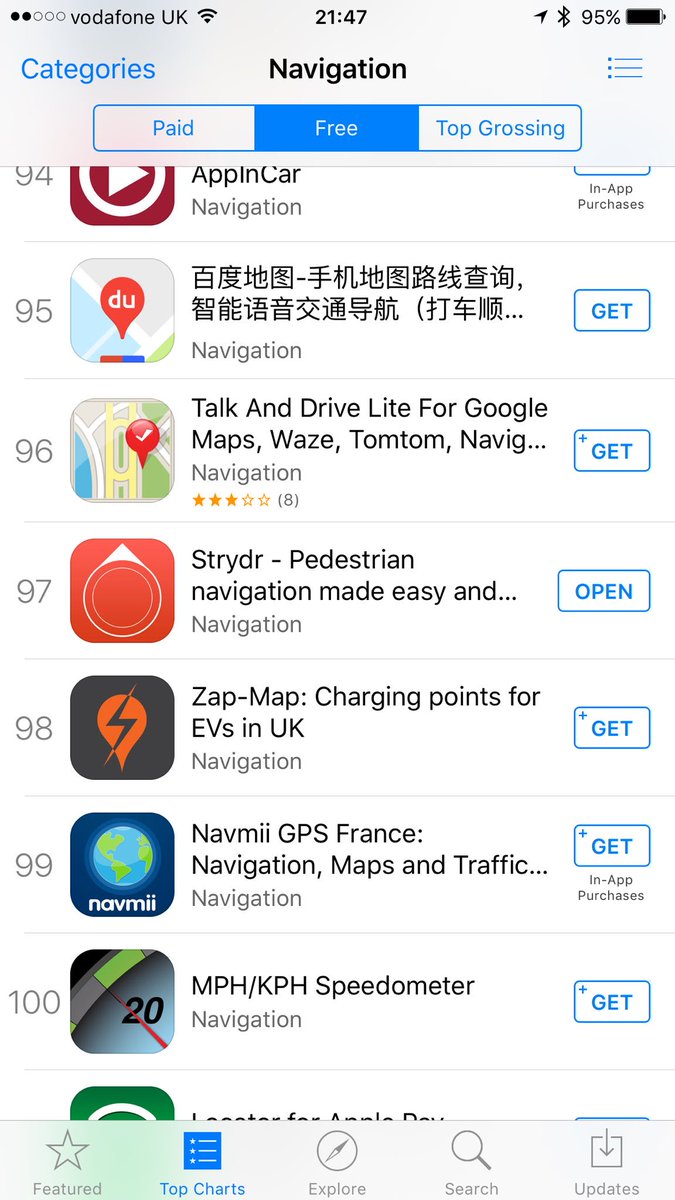 strydrapp's tweet photo. We're in the top 100 in the navigation category in the App Store! #walklikealocal #strydrapp #techstartup #tech #app https://t.co/PFIVC3jkKS