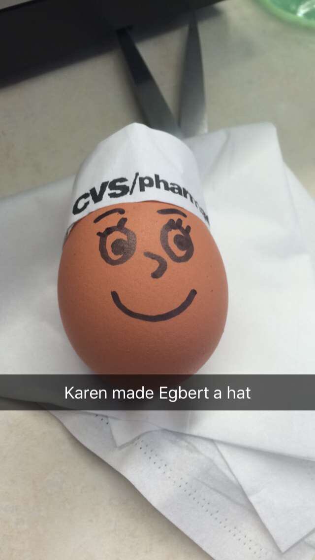Kristen71295's tweet image. Some teenage girls gave me an egg that we don't sell in the store... I named him Egbert #cvsproblems @cvs_problems