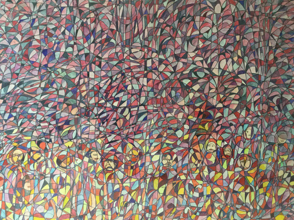 Iromg's tweet photo. For those kind enough to ask for more of my father's art here's one of his later abstracts......it's big! https://t.co/4kA22RRstQ