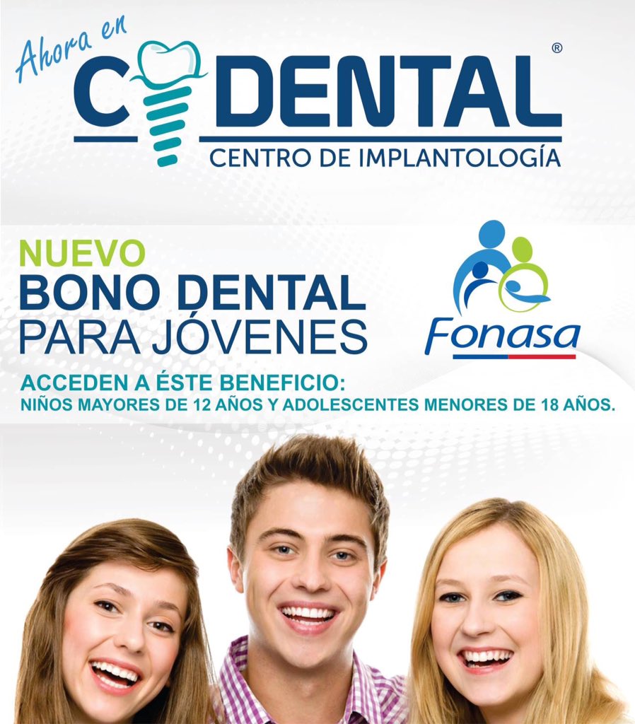 Cidental_cl's tweet photo. NUEVO!!! Bono Dental para Jóvenes #cidental #clínicadental #salud #fonasa https://t.co/tf7UJv6Bb0