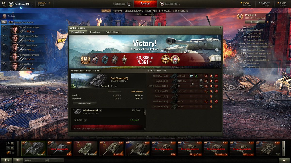 PuckChaserWoT's tweet photo. Last game in Panther 2, now for the @worldoftanks 5th Anniversary sales so I can buy the E50 https://t.co/QNgaU93mNU https://t.co/ERpp0TFMdv