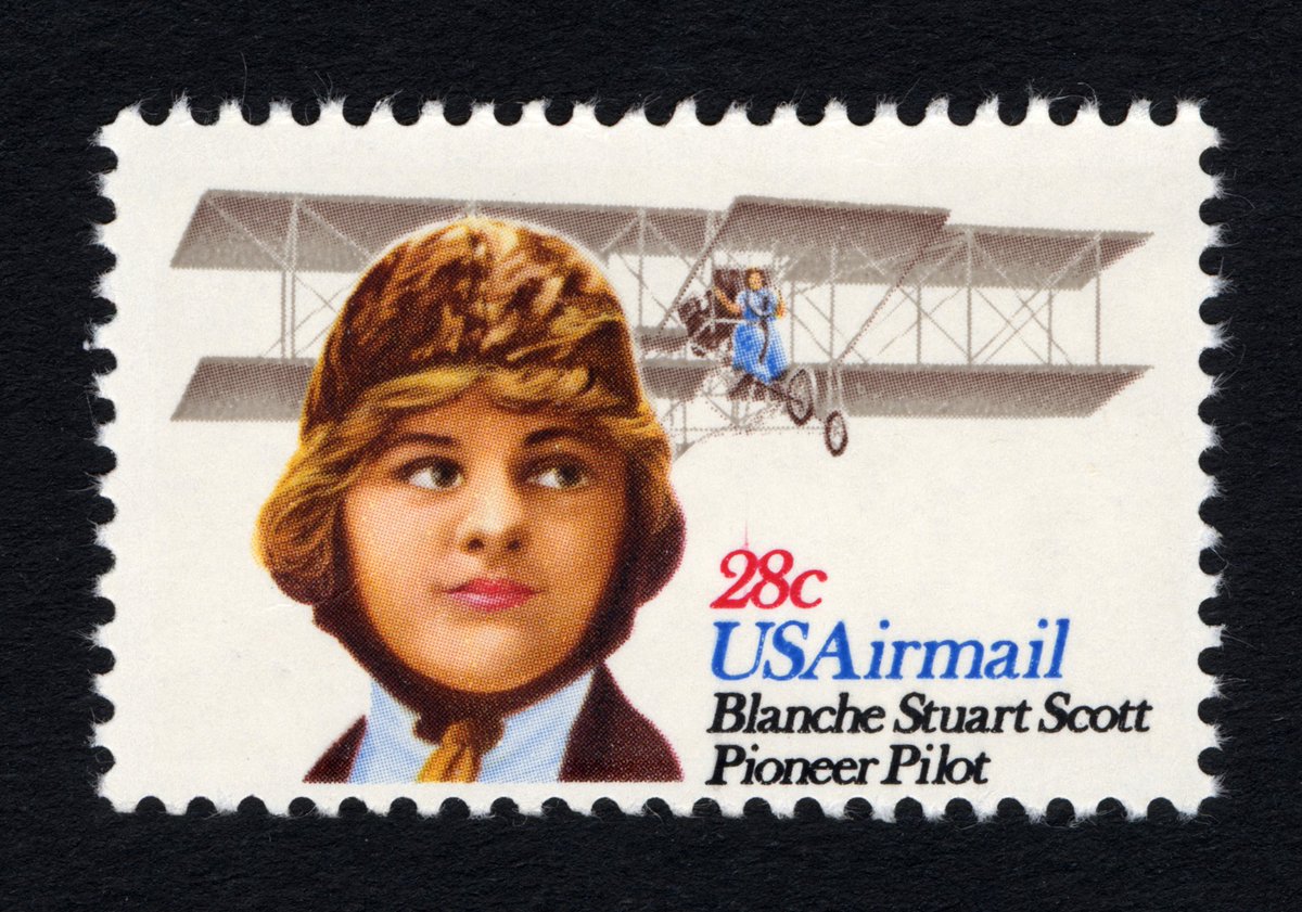 PostalMuseum's tweet photo. Pioneering pilot Blanche Stuart Scott, first woman to fly at a public event in the US, was born today in 1885. https://t.co/JkUQFLKGJQ