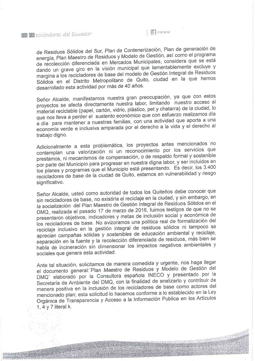 RenarecEcuador's tweet photo. @MauricioRodasEC enviamos oficio solicitando reunión. Atentos a su pronta respuesta para iniciar diálogo directo https://t.co/YynRXJbVJl