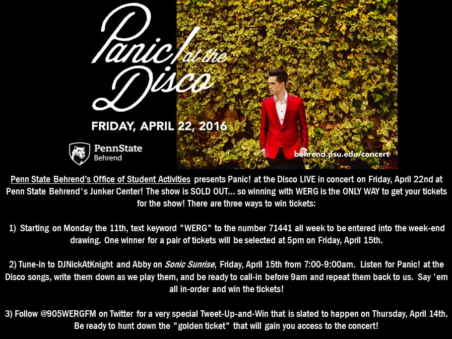 905WERGFM's tweet photo. ❗️Panic! at the Disco❗️
Thaaaaat’s right! We’ve got Panic! tickets next week! See the infographic for more details: https://t.co/poZ4uFsHuR