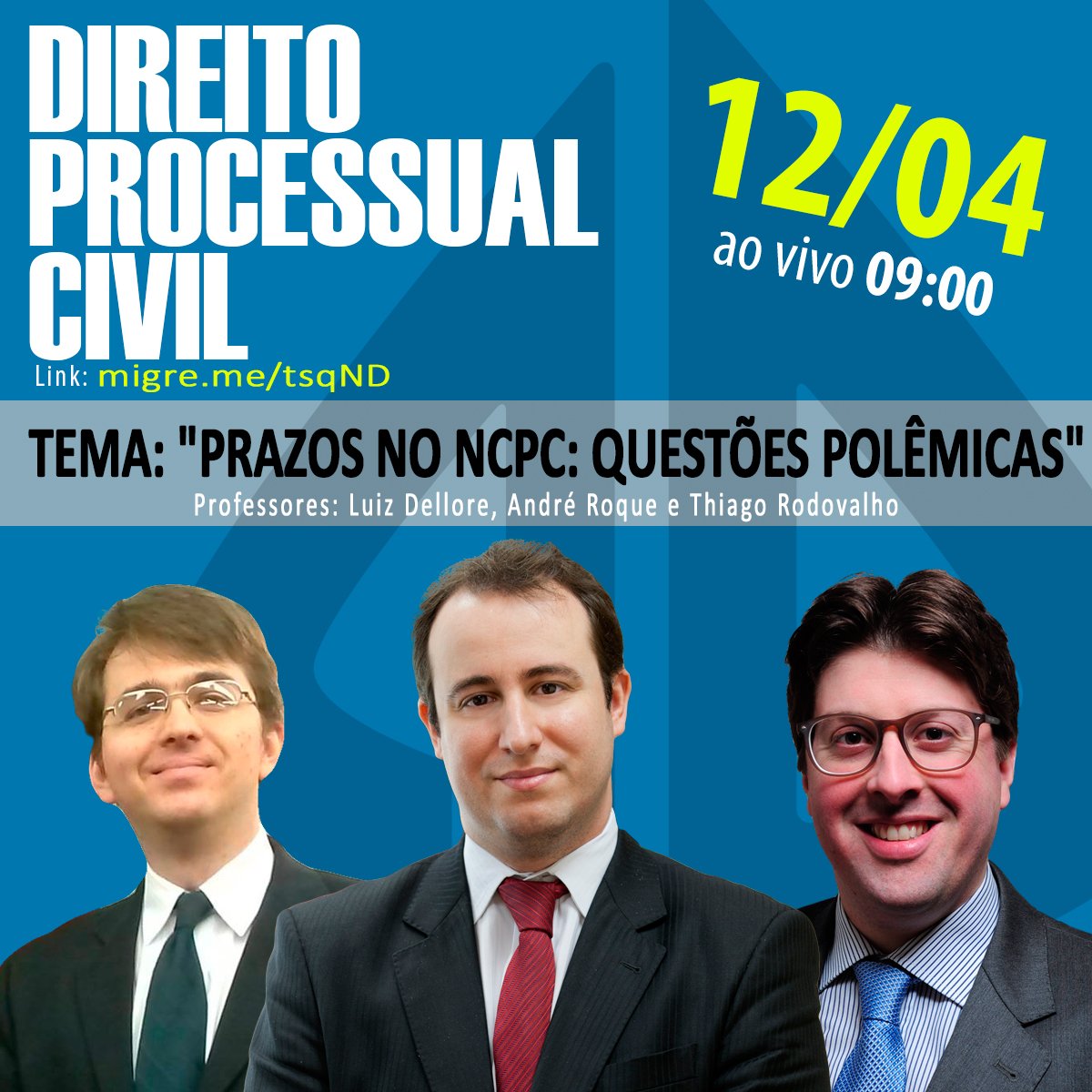 Tema: "Prazos no NCPC: questões polêmicas".
Acompanhe aqui: dicasdoad.jusbrasil.com.br/artigos/320955…