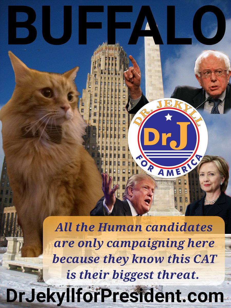drj4prez's tweet photo. I've slept thru the primaries but @BernieSanders @HillaryClinton @realDonaldTrump are running scared to my doorstep! https://t.co/6kYa8huDop