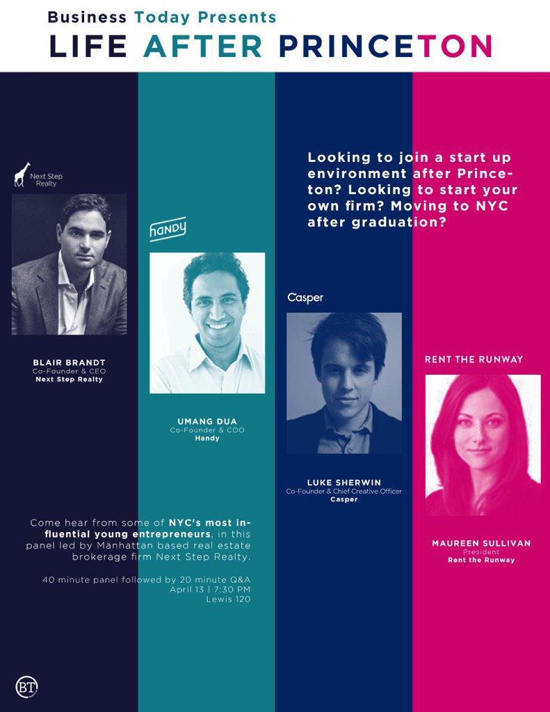 NextStepRealty's tweet photo. We will be @Princeton next week as Next Step CEO @BlairBrandt speaks alongside @Handy @Casper @RenttheRunway !! https://t.co/0cHTBelwGh