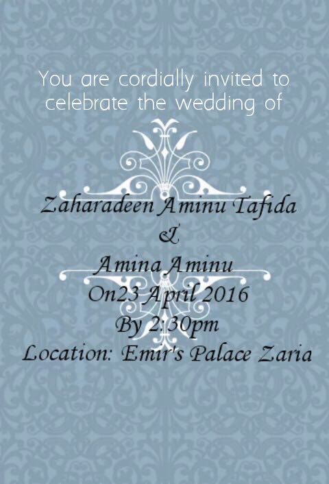 Hallmarkers's tweet photo. Y'all invited to celebrate the wedding of an Ex-Hallmarker Amina aminu &amp; zahradeen aminu #hallmarkers #hallmarkdays https://t.co/3iomM74HTY