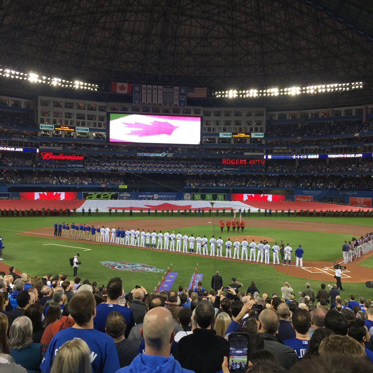 BrittStoren's tweet photo. First time in the Rogers Centre and the vibe is AMAZING! #GoJays #HomeOpener#OurMoment https://t.co/5X5symH0AA
