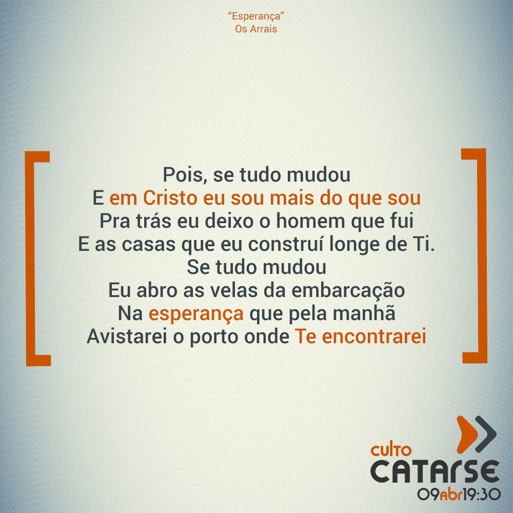 _catarse's tweet image. Sábado, 19:30, você tem um encontro marcado com a #certeza. juventudecatarse.com.br #ÉpraVocê #CultoCatarse