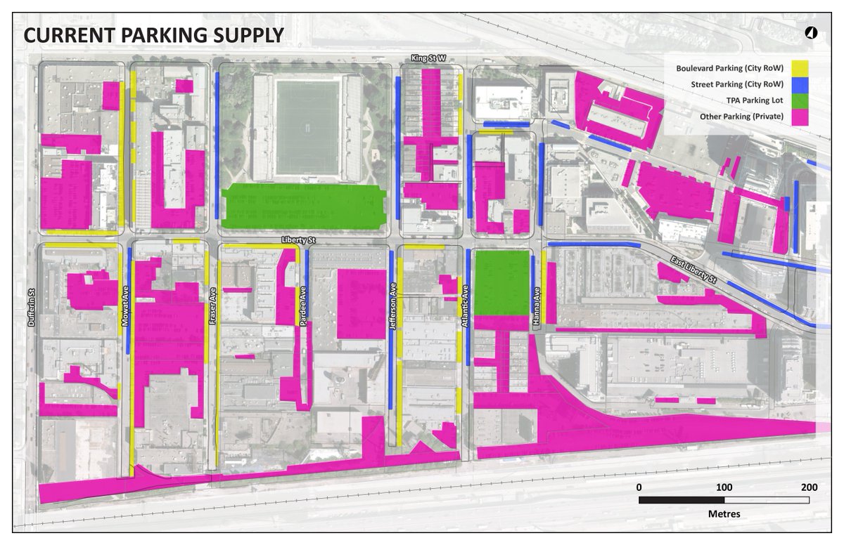 SafeStreetsTO's tweet image. There is a lot of parking in #LibertyVillage...about 3,748 spaces based on my estimate. Hmm.
