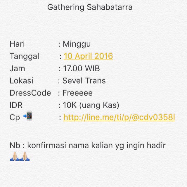 Yookss merapat gath besok yaa hari minggu 😊😊 <a href="/sahabatarra_jkt/">SahabatarraJKT</a> <a href="/SahabaTarBudBKS/">SAHABATARRA BEKASI</a> <a href="/TarraBudiman/">Tarra Budiman</a>